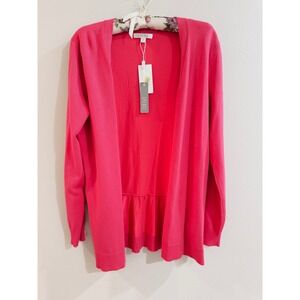 Spense Womens Pink Peplum Back Open Front Cardigan Sweater NWT Size Large